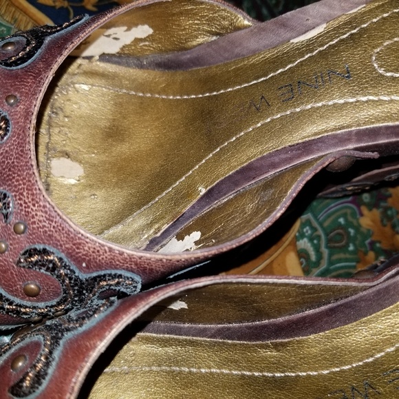 Nine West Embellished Brown Heeled Sandals - Picture 6 of 8